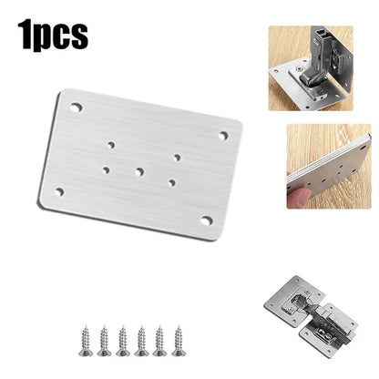 Cabinet Hinge Repair Plate Kit Kitchen Cupboard Door Hinge Mounting Plate with Holes Flat Fixing Brace Brackets Household Tools