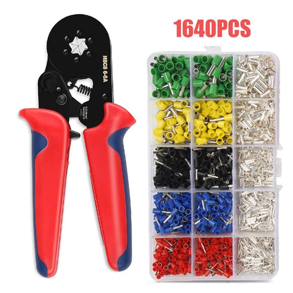 Ferrule Crimping Tool Kit 0.25-10Mm² Self-Adjustable Ratchet Wire Crimping Plier Crimper Plier Set Tubular Terminals Clamp Tool