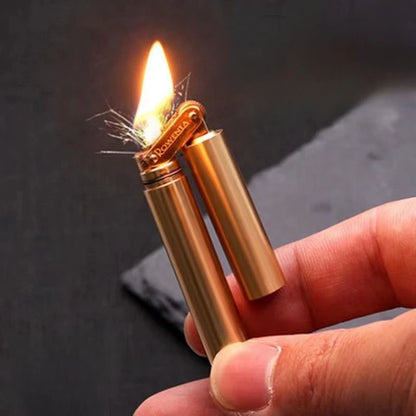 2024 New Brass Kerosene Nunchakus Lighters Windproof Mini Retro Grinding Wheel Ignition Flint Free Fire Men Smoking Toy Gift