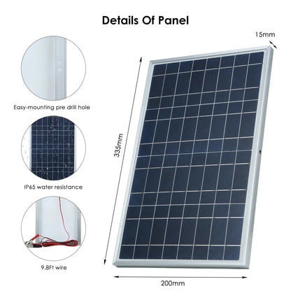 300W Solar Panel 12V Portable Solar Cell Outdoor Rechargeable Solar Kit Household Solar Generator Solar Charger RV Power Supply