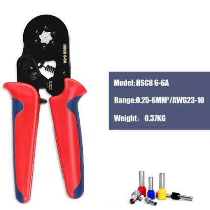 Ferrule Crimping Tool Kit 0.25-10Mm² Self-Adjustable Ratchet Wire Crimping Plier Crimper Plier Set Tubular Terminals Clamp Tool