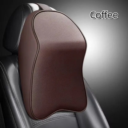 3D Nappa Leather Memory Foam Headrest Car Neck Pillow Support Neck Rest Pillow for Car Pain Relief Travel Neck Support