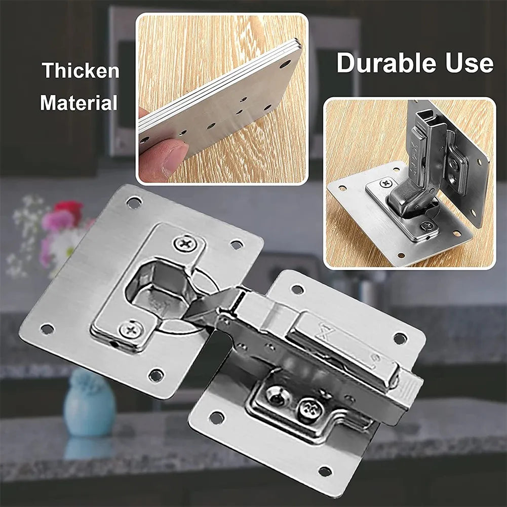 Cabinet Hinge Repair Plate Kit Kitchen Cupboard Door Hinge Mounting Plate with Holes Flat Fixing Brace Brackets Household Tools