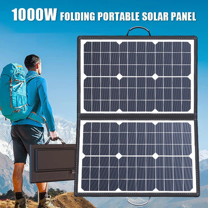 1000W Solar Panel Kit Complete Camping Foldable Solar Power Station Portable Generator Charger 18V for Car Boat Caravan Camp