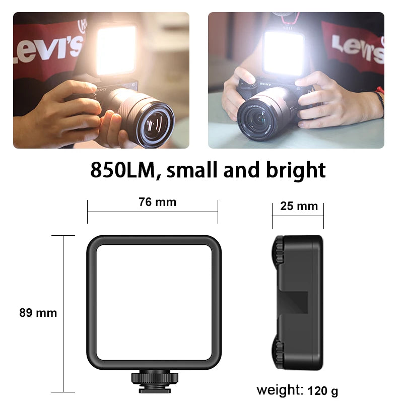 VL81 LED Video Light Camera Light 3200-5600K 850LM 6.5W with Cold Shoe Mini Vlog Fill Light 3000Mah Panel Lamp Photography