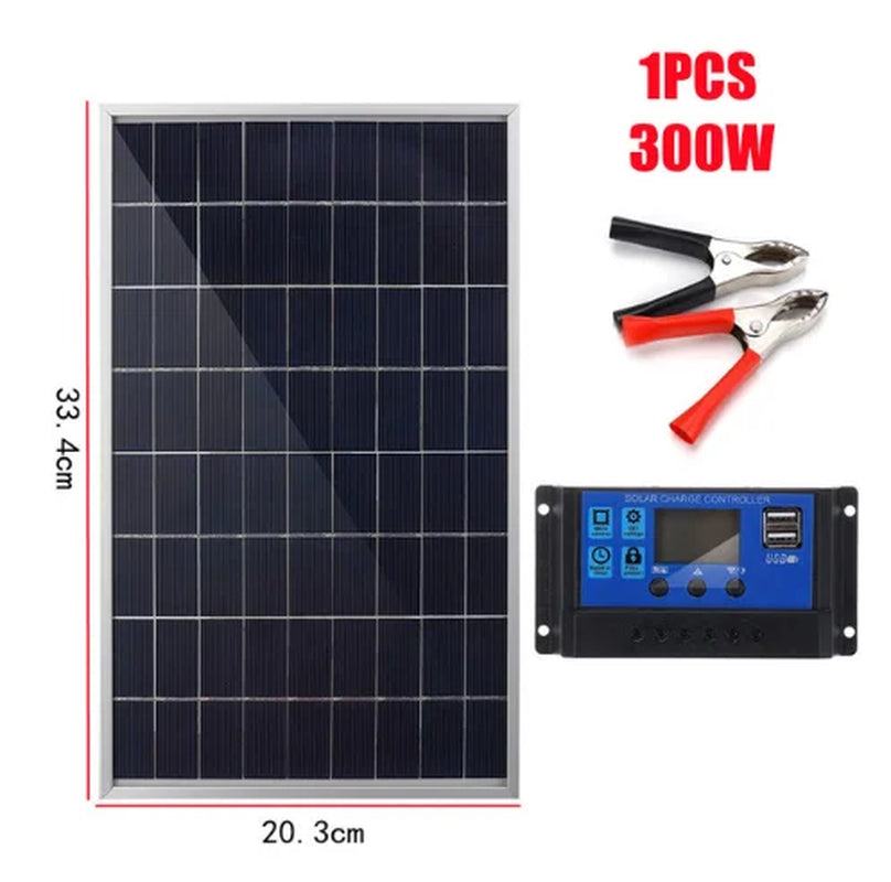 300W Solar Panel 12V Portable Solar Cell Outdoor Rechargeable Solar Kit Household Solar Generator Solar Charger RV Power Supply