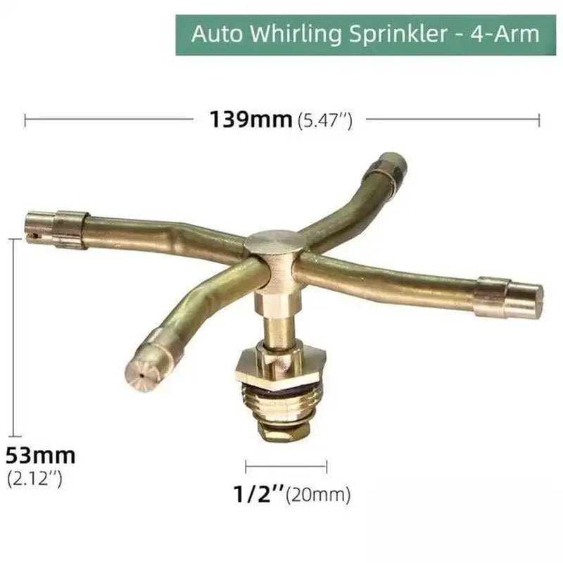 360 Degree 1PC 2/3/4 Arm Automatic Rotary Whirling Sprinkler Garden Lawn Irrigation Watering Nozzle Spray Rotating Brass Sprayer