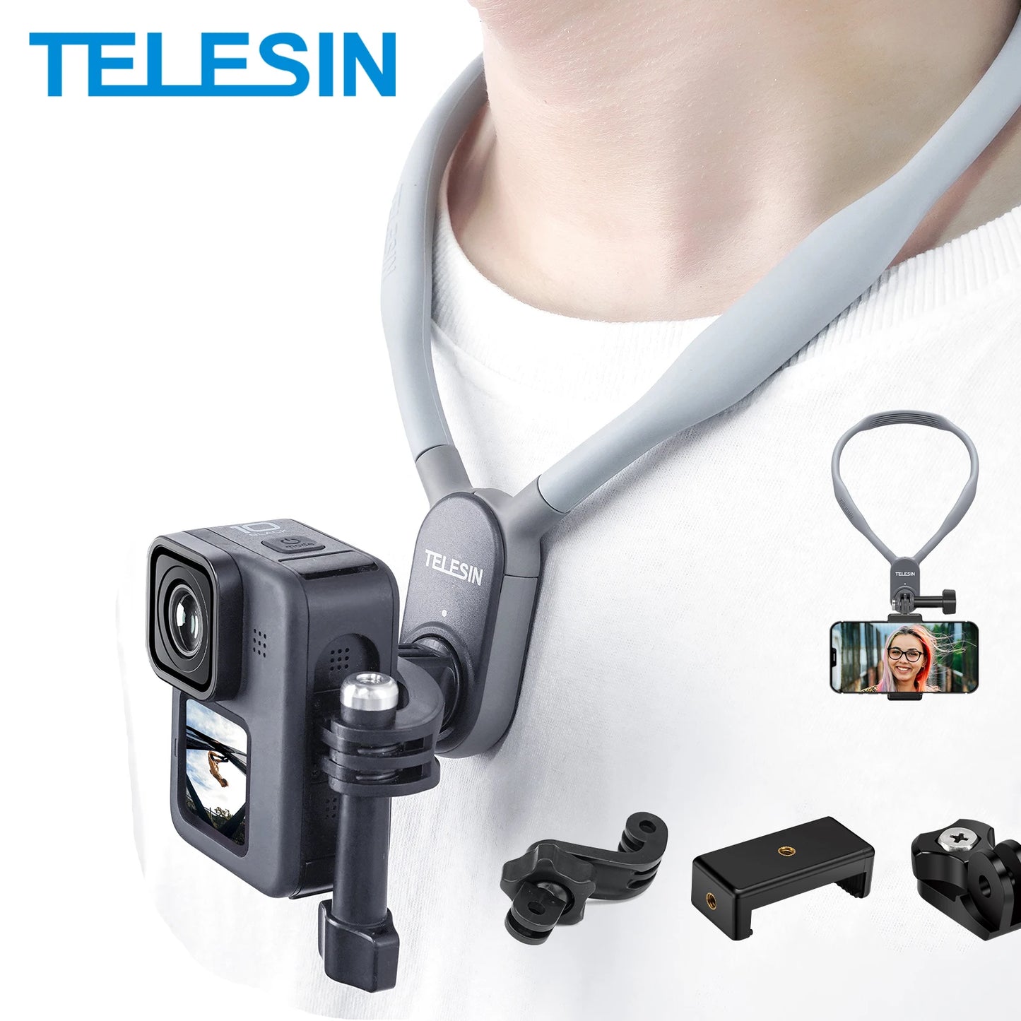 Neck Hold Mount for Gopro Hero 12 11 10 9 8 7 6 5 Insta360 DJI Osmo Action Smartphone Magnetic Gopro Accessories