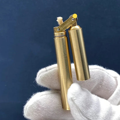 2024 New Brass Kerosene Nunchakus Lighters Windproof Mini Retro Grinding Wheel Ignition Flint Free Fire Men Smoking Toy Gift