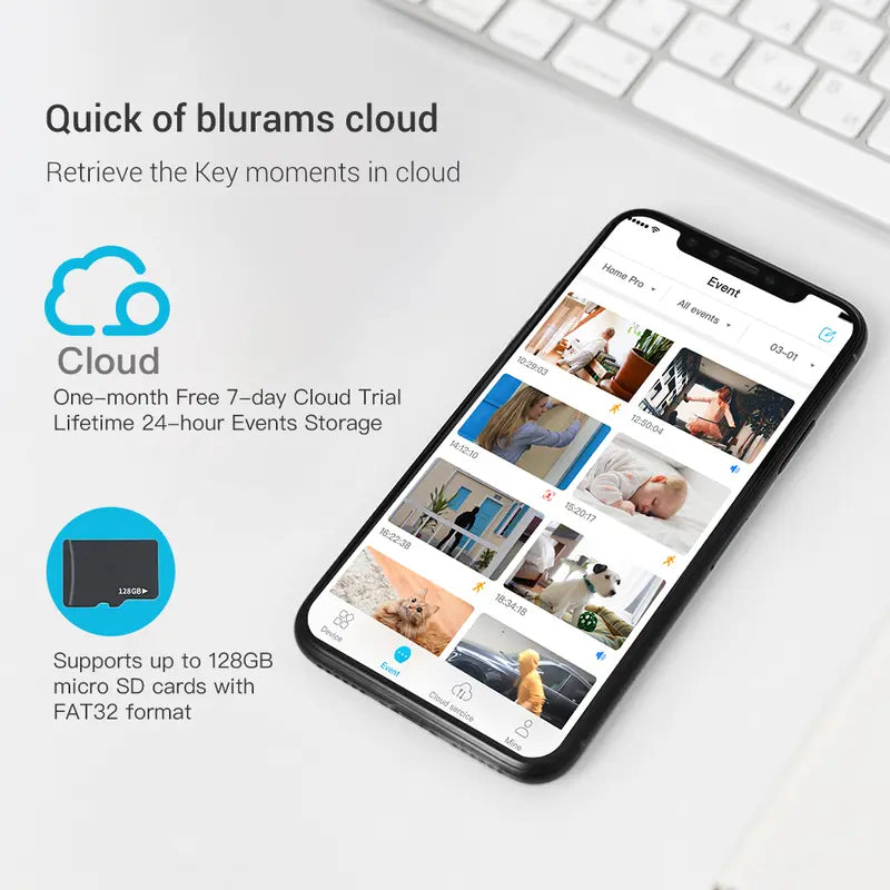 【A31】Blurams 2K Indoorcamera 360° Pet Camera for Home Security W/Motion Tracking，Security Camera, , Phoneapp, 2-Way Audio, IR Night Vision,Siren, Works with Alexa & Googleassistant