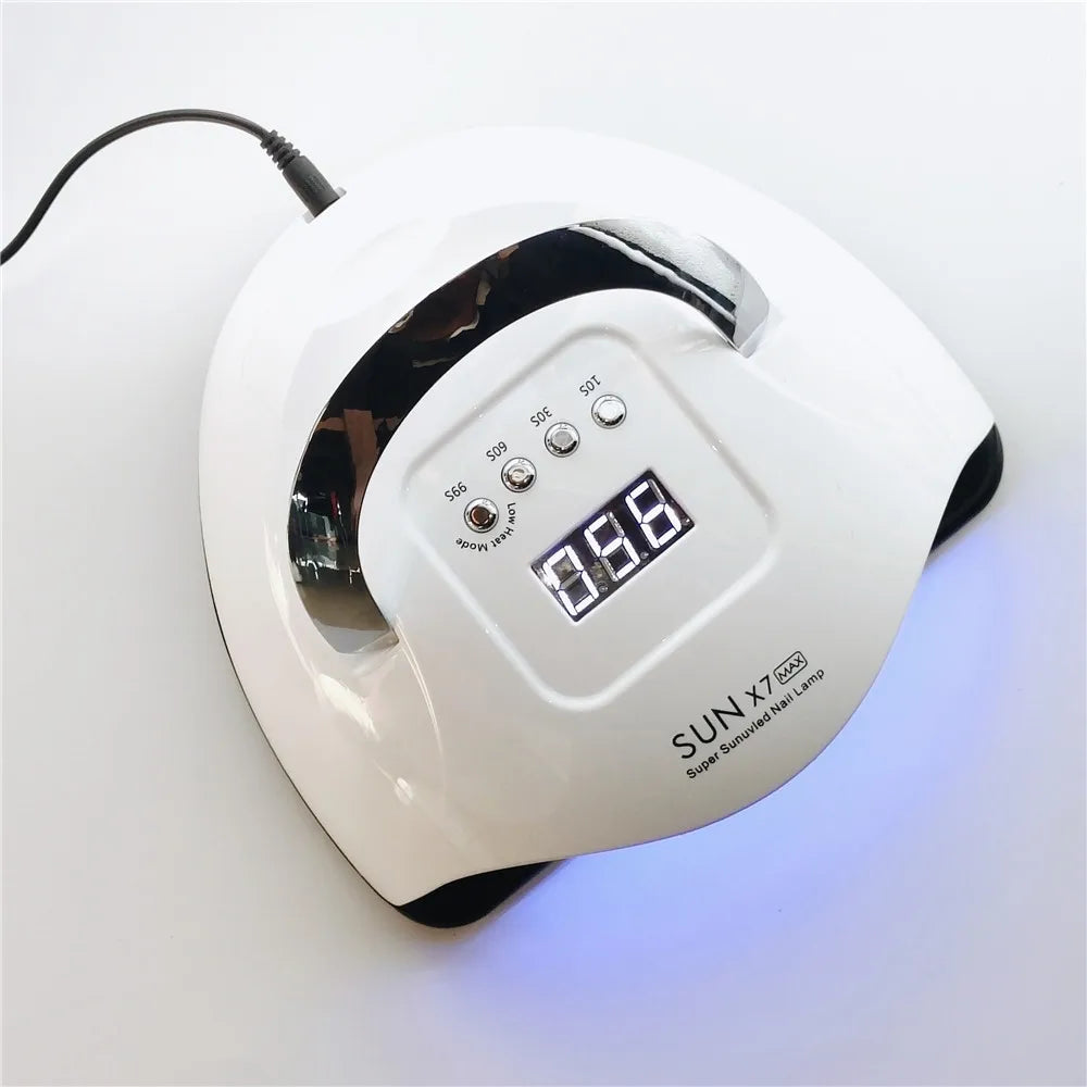 Secador de Unhas UV LED 114W: Lâmpada com 57 LEDs para Manicure, Cura Rápida de Esmalte em Gel, SUN X7 Max