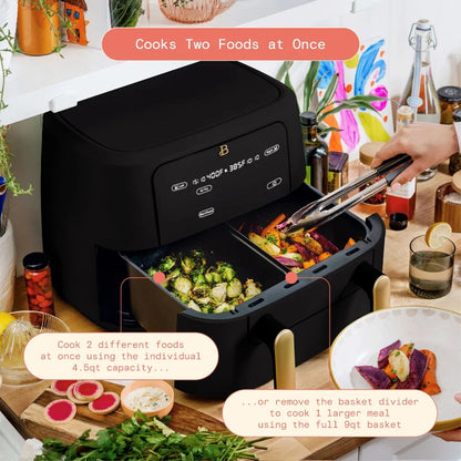 Nova Air Fryer 9 QT TriZone 2024, Black Sesame por Drew Barrymore