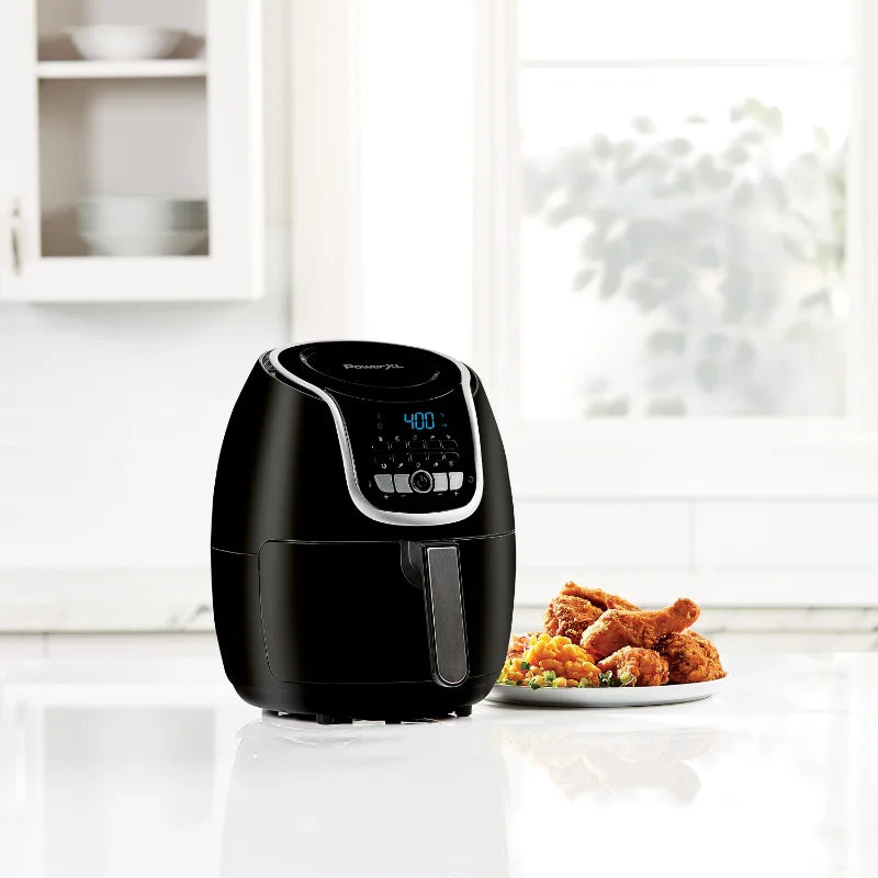 PowerXL Vortex Air Fryer Plus: Capacidade de 5 Quartos, 1500 Watts, Cor Preta