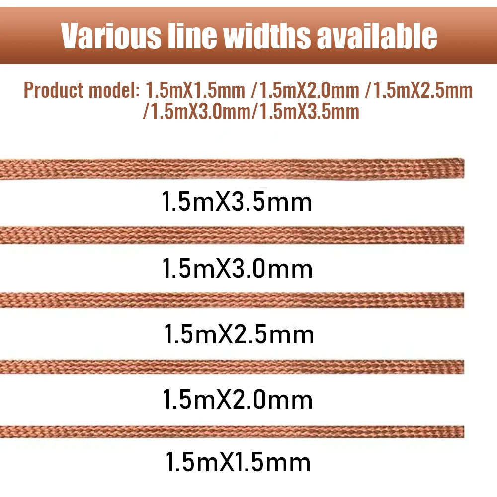 Fita de De soldagem de Malha de Cobre 1.5-3.5mm - Ferramenta Essencial para Remoção de Solda