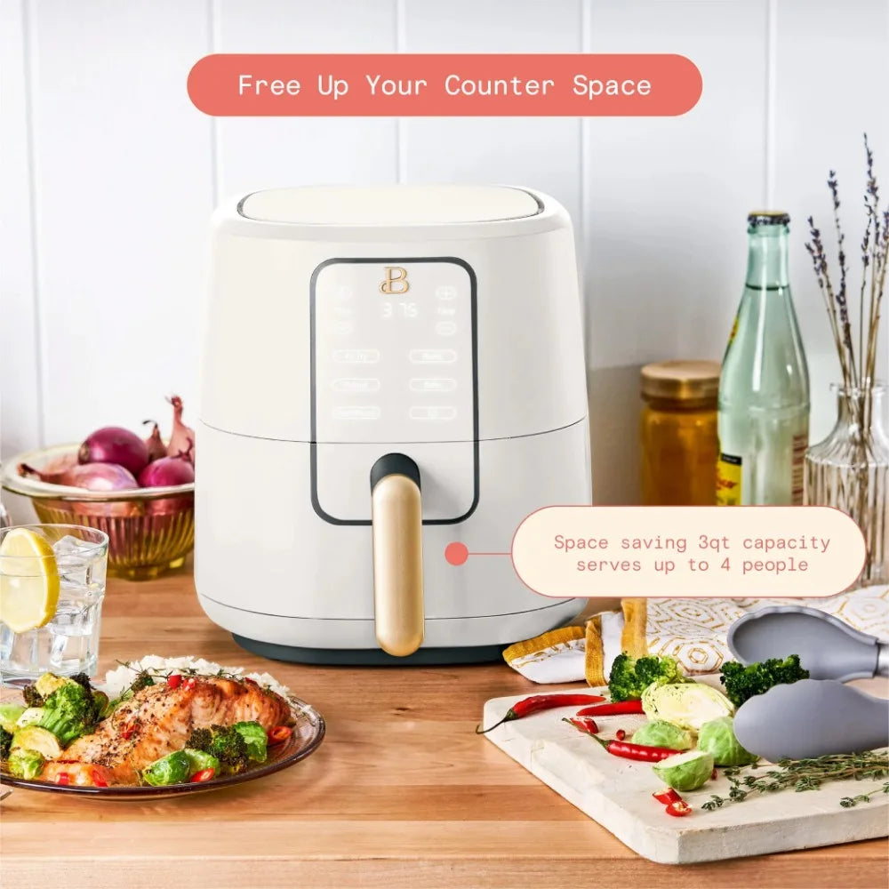 Fritadeira Air Fryer 3 Qt com Tecnologia TurboCrisp, White Icing por Drew Barrymore – Design Elegante e Desempenho Superior