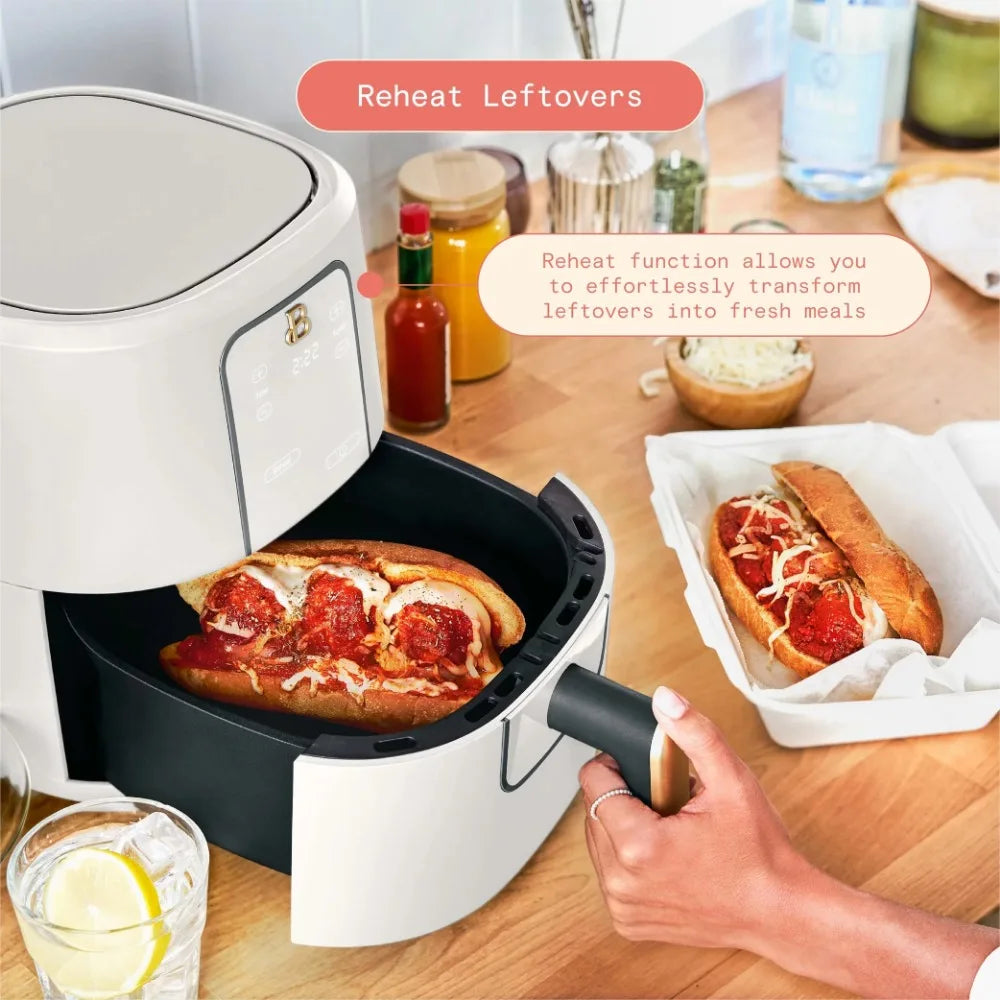 Fritadeira Air Fryer 3 Qt com Tecnologia TurboCrisp, White Icing por Drew Barrymore – Design Elegante e Desempenho Superior