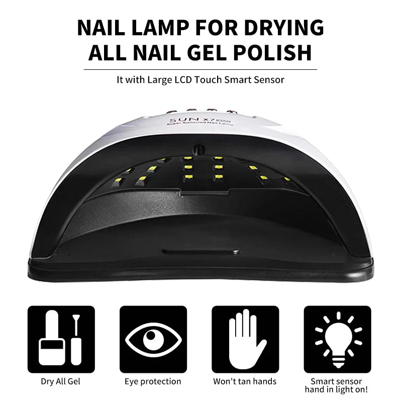 SUN X7 MAX Lâmpada para Unhas UV LED: Máquina Profissional de Secagem de Esmalte em Gel 180W com Temporizador e Sensor Automático para Salão