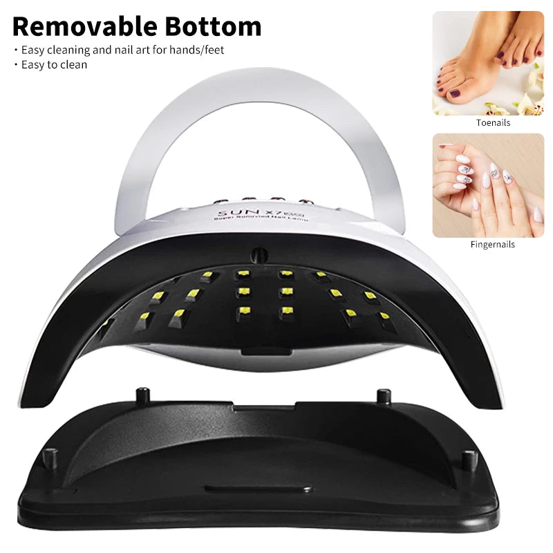 SUN X7 MAX Lâmpada para Unhas UV LED: Máquina Profissional de Secagem de Esmalte em Gel 180W com Temporizador e Sensor Automático para Salão