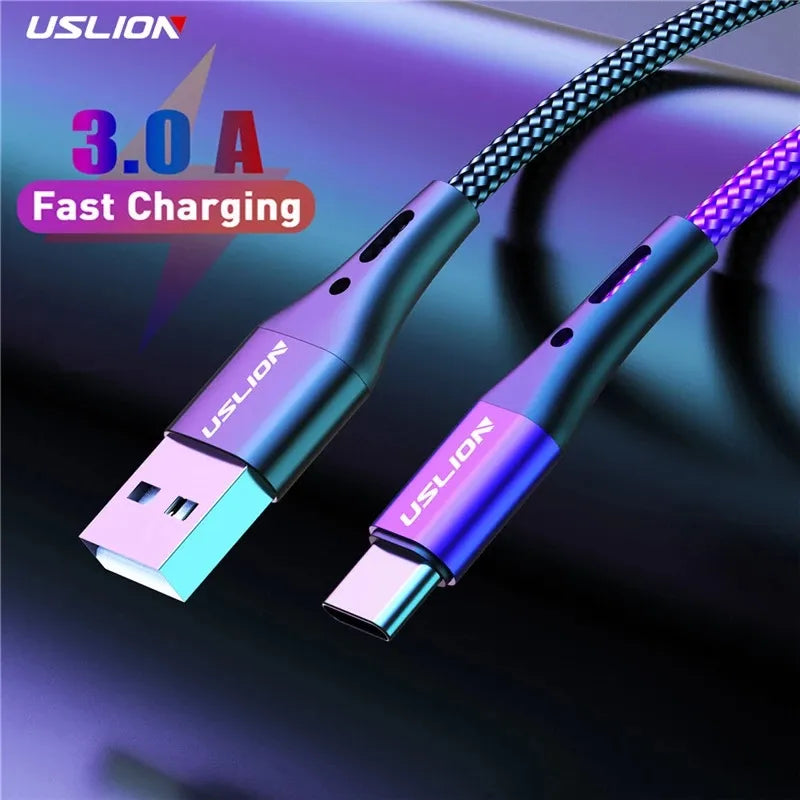 Cabo USB Tipo C 3A para Carregamento Rápido - Compatível com Samsung S24, S23, Xiaomi Mi 14 e Outros Telefones