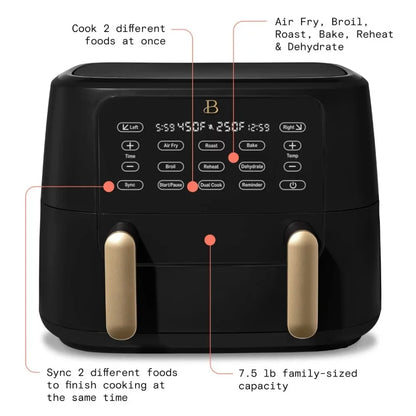 Nova Air Fryer 9 QT TriZone 2024, Black Sesame por Drew Barrymore