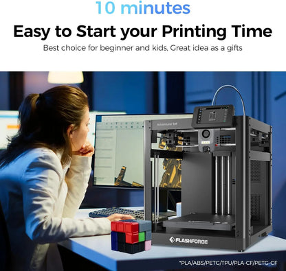 Impressora 3D Flashforge AD5M: Alta Velocidade, Adventurer 5M, Nivelamento Automático Completo, Extrusora Direta de 280°C, Bico Removível em 3 Segundos