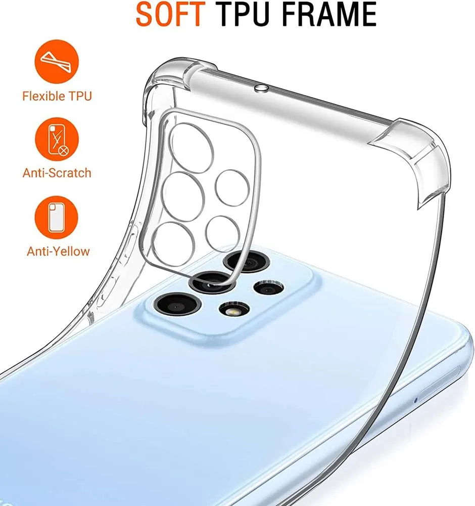 Transparent Air-bag Shockproof Case For Samsung Galaxy A23 A33 A53 A73 A12 A04 A24 A13 A22 A32 A52 A72 A14 A34 A54 5G Clear Case