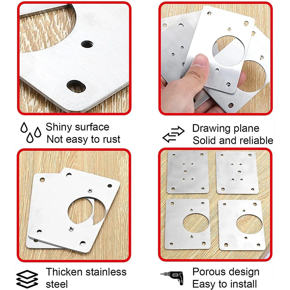 Cabinet Hinge Repair Plate Kit Kitchen Cupboard Door Hinge Mounting Plate with Holes Flat Fixing Brace Brackets Household Tools