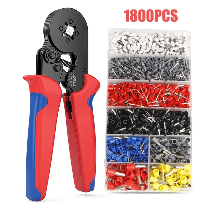 Ferrule Crimping Tool Kit 0.25-10Mm² Self-Adjustable Ratchet Wire Crimping Plier Crimper Plier Set Tubular Terminals Clamp Tool