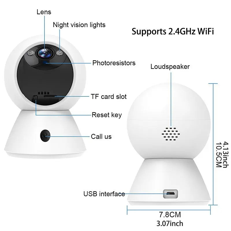 2.4G Wifi Camera, 1 Count Smart Home IP Camera, 1080P HD Wireless Video Monitor with Automatic Tracking, Infrared Night Vision, Two-Way Audio for Home