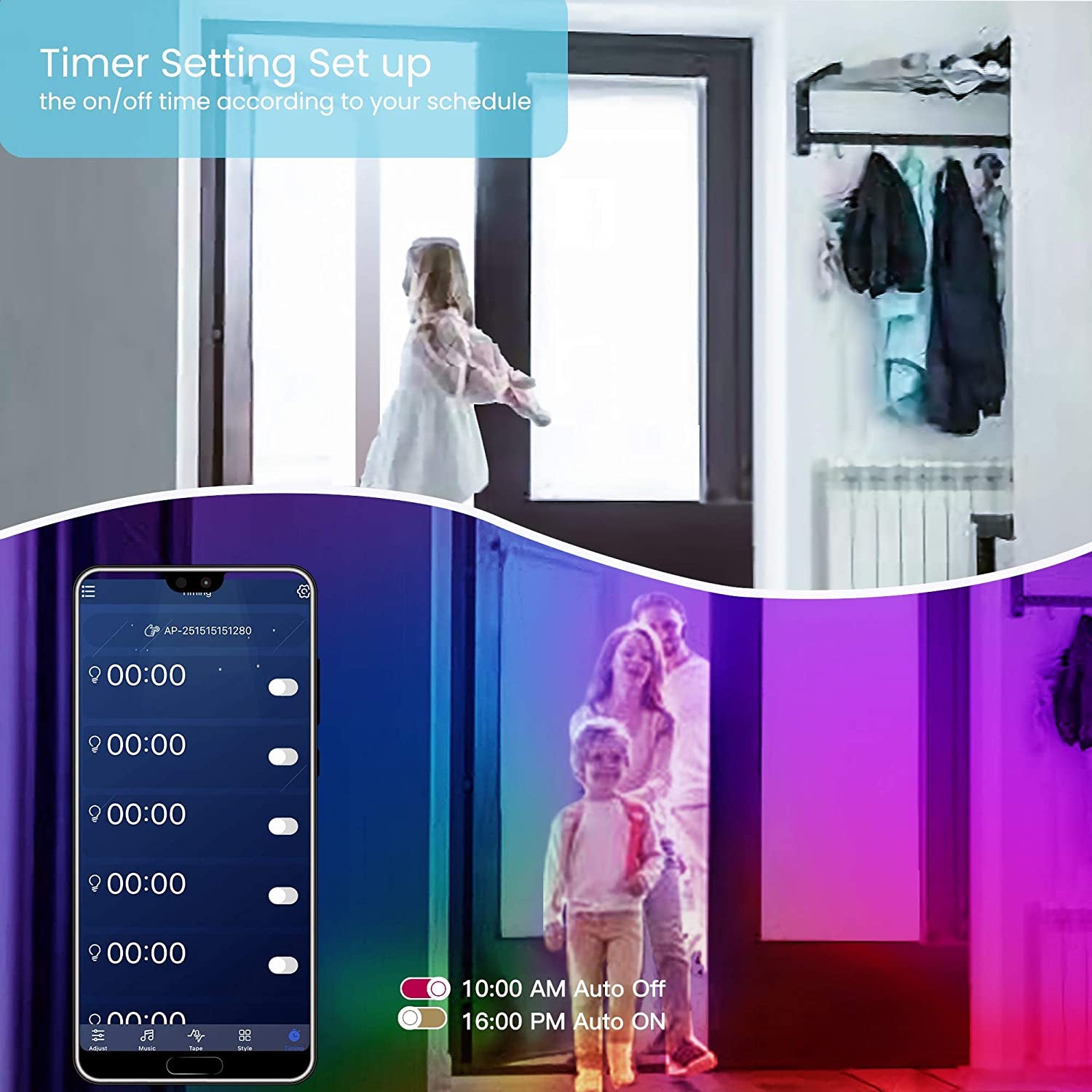 Tiras de Luz LED 50 Pés com Bluetooth: Luzes com Mudança de Cor para Quarto, Sincronização Musical, Controlo por Telemóvel e Comando IR (App + Remoto + Microfone)