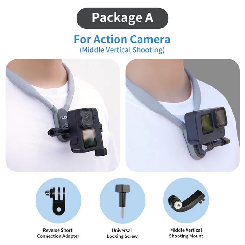 Neck Hold Mount for Gopro Hero 12 11 10 9 8 7 6 5 Insta360 DJI Osmo Action Smartphone Magnetic Gopro Accessories