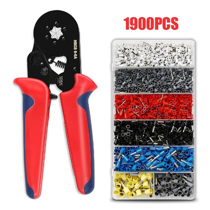 Ferrule Crimping Tool Kit 0.25-10Mm² Self-Adjustable Ratchet Wire Crimping Plier Crimper Plier Set Tubular Terminals Clamp Tool