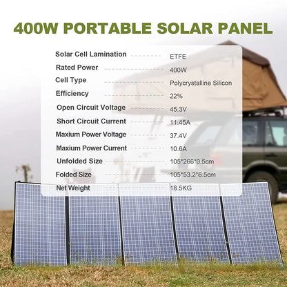 Painel Solar Dobrável 400W / 200W / 140W / 100W / 60W: Carregador Solar com Saída Solar para Estação de Energia e Gerador Solar